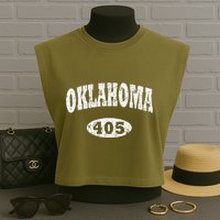 Oklahoma Area Code 405 Ok Garment-Dyed Women's Muscle Tee