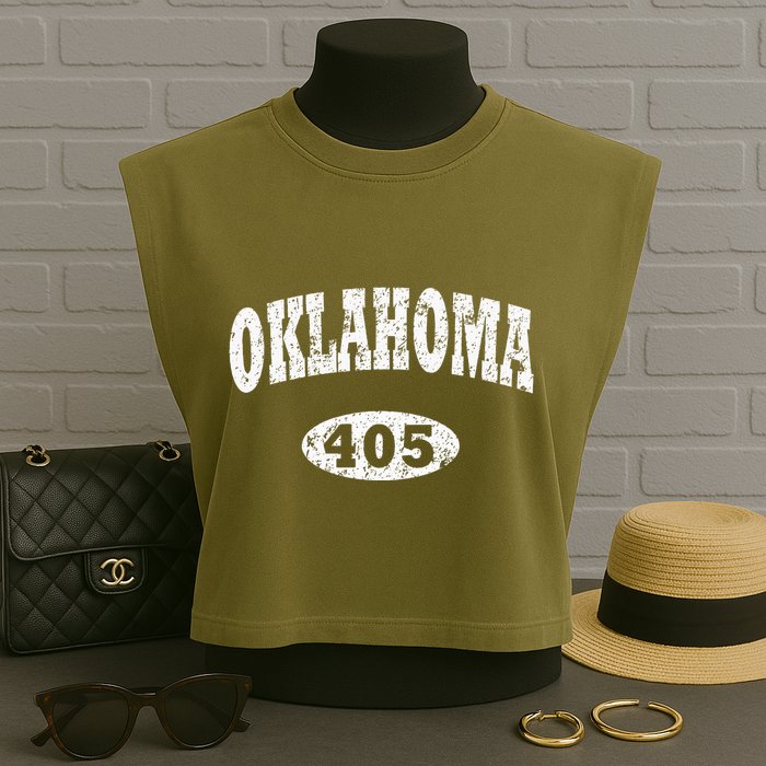 Oklahoma Area Code 405 Ok Garment-Dyed Women's Muscle Tee