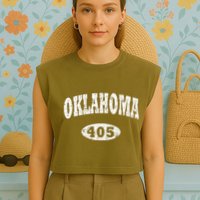 Oklahoma Area Code 405 Ok Garment-Dyed Women's Muscle Tee