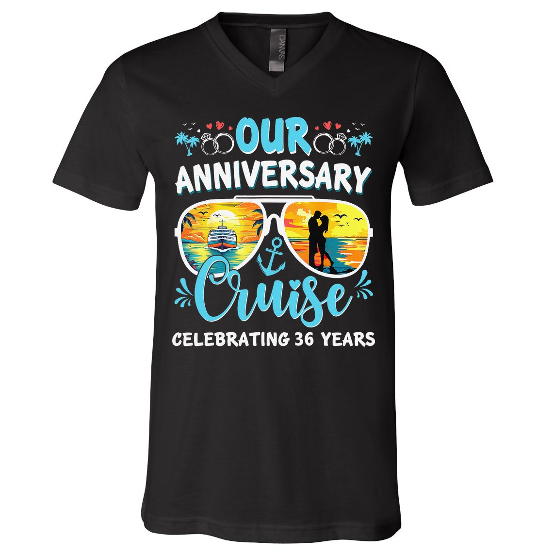 Our Anniversary Cruise Celebrating 36 Year Couples Trip V-Neck T-Shirt
