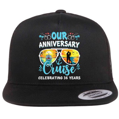 Our Anniversary Cruise Celebrating 36 Year Couples Trip Flat Bill Trucker Hat