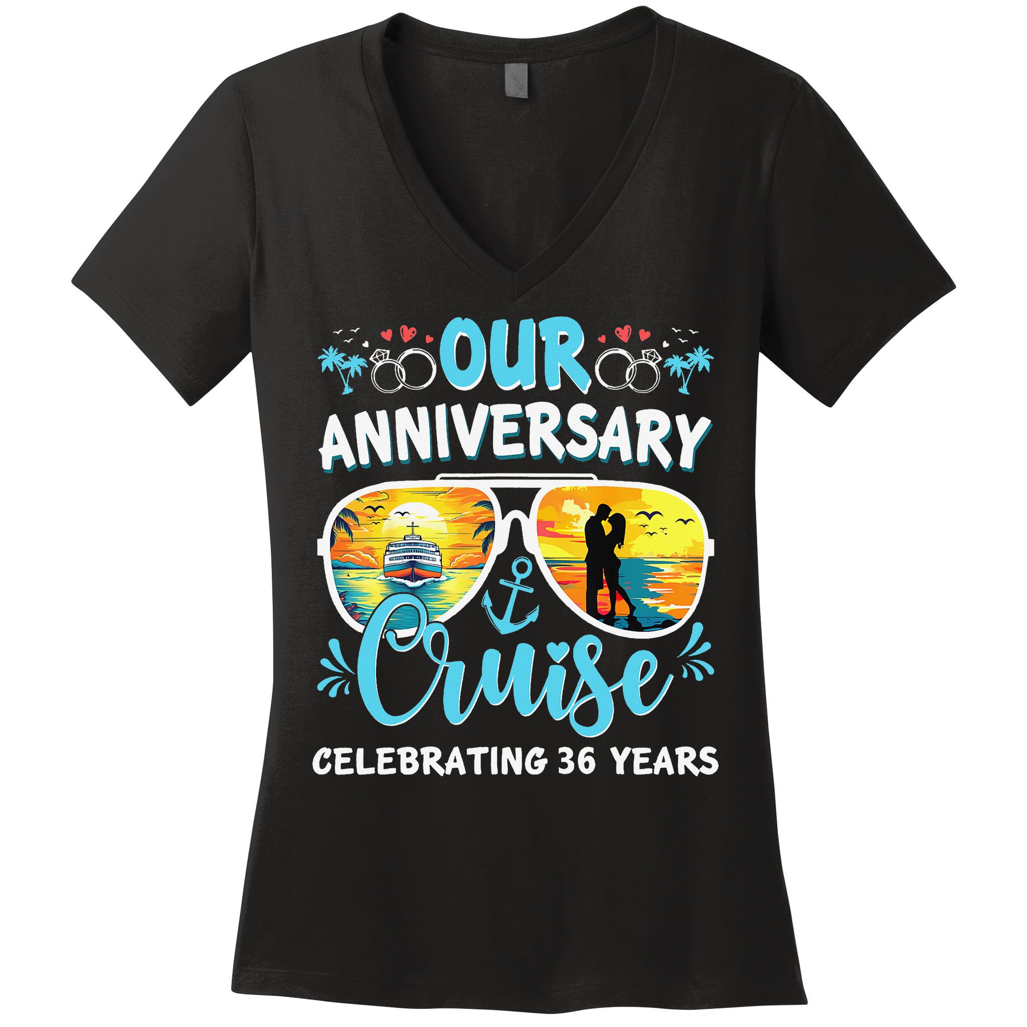Our Anniversary Cruise Celebrating 36 Year Couples Trip Women's V-Neck T-Shirt