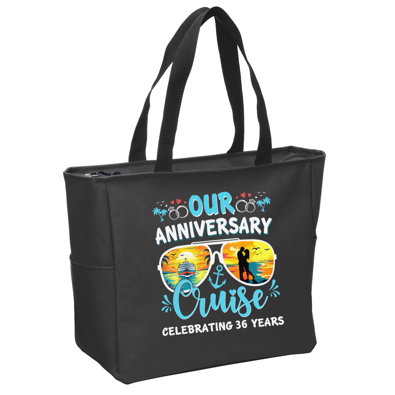 Our Anniversary Cruise Celebrating 36 Year Couples Trip Zip Tote Bag