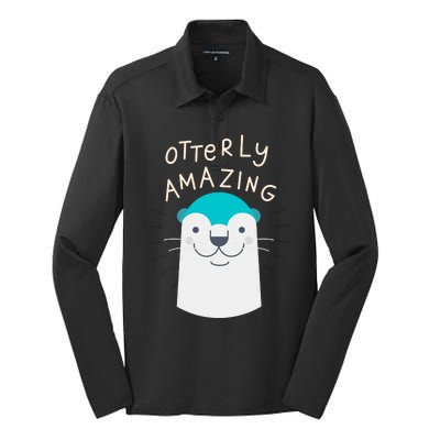 Otterly Amazing Cute Funny Silk Touch Performance Long Sleeve Polo