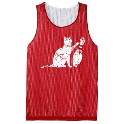 Ornery Alley Cat Tipping Bowling Pin Mesh Reversible Basketball Jersey Tank