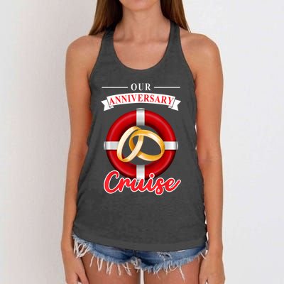 Our Anniversary Cruise Couple Vacation Matching Husband Wife Women's Knotted Racerback Tank