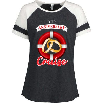 Our Anniversary Cruise Couple Vacation Matching Husband Wife Enza Ladies Jersey Colorblock Tee