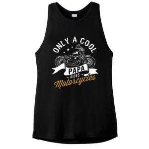 Only A Cool Papa Rides Motorcycles Ladies PosiCharge Tri-Blend Wicking Tank