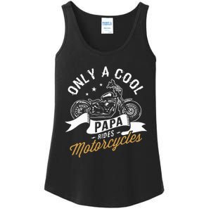 Only A Cool Papa Rides Motorcycles Ladies Essential Tank