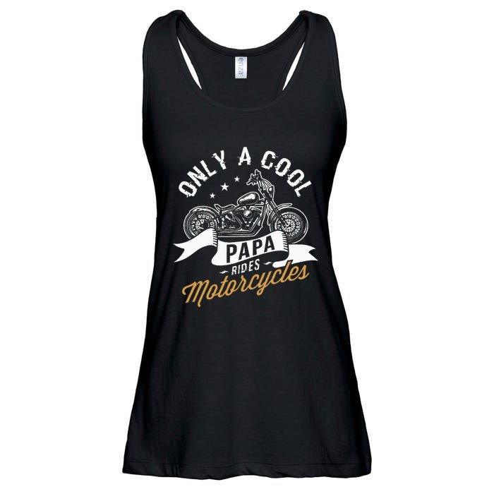 Only A Cool Papa Rides Motorcycles Ladies Essential Flowy Tank