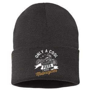 Only A Cool Papa Rides Motorcycles Sustainable Knit Beanie