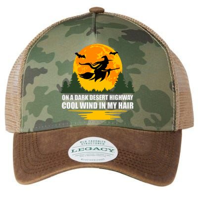 On A Dark Desert Highway Cool Wind In My Hair Halloween Quote Legacy Tie Dye Trucker Hat