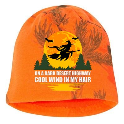 On A Dark Desert Highway Cool Wind In My Hair Halloween Quote Kati - Camo Knit Beanie