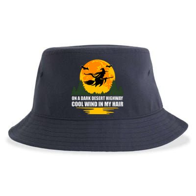 On A Dark Desert Highway Cool Wind In My Hair Halloween Quote Sustainable Bucket Hat