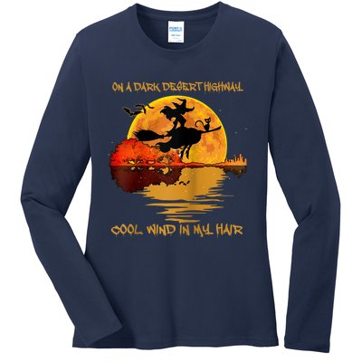 On A Dark Desert Highway-Cool Wind In My Hair Witch Raglan Ladies Long Sleeve Shirt