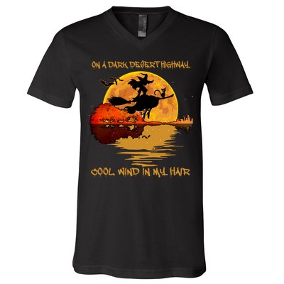 On A Dark Desert Highway Cool Wind In My Hair Witch V-Neck T-Shirt