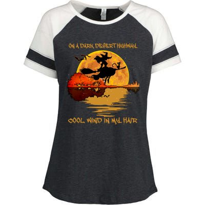 On A Dark Desert Highway Cool Wind In My Hair Witch Enza Ladies Jersey Colorblock Tee