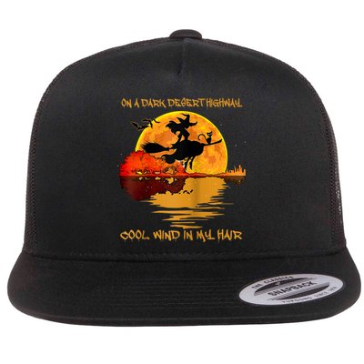 On A Dark Desert Highway Cool Wind In My Hair Witch Design Flat Bill Trucker Hat