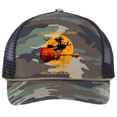 On A Dark Desert Highway Cool Wind In My Hair Witch Design Retro Rope Trucker Hat Cap