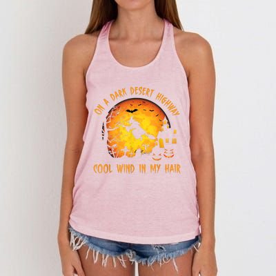 On A Dark Desert HighwayCool Wind In My Hair Witch Women's Knotted Racerback Tank