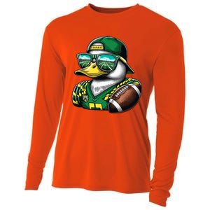 Oregon Apparel Design With Cute Green Duck Cooling Performance Long Sleeve Crew