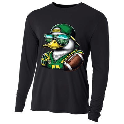 Oregon Apparel Design With Cute Green Duck Cooling Performance Long Sleeve Crew