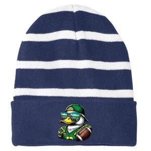 Oregon Apparel Design With Cute Green Duck Striped Beanie with Solid Band