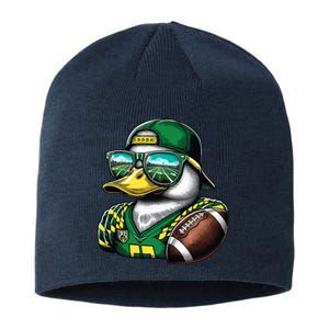 Oregon Apparel Design With Cute Green Duck Sustainable Beanie