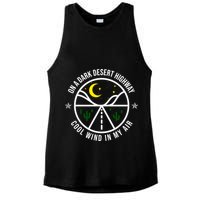 On A Dark Desert Highway Cool Wind In My Hair Adventurous Ladies PosiCharge Tri-Blend Wicking Tank