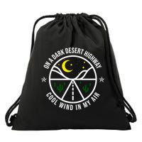 On A Dark Desert Highway Cool Wind In My Hair Adventurous Drawstring Bag