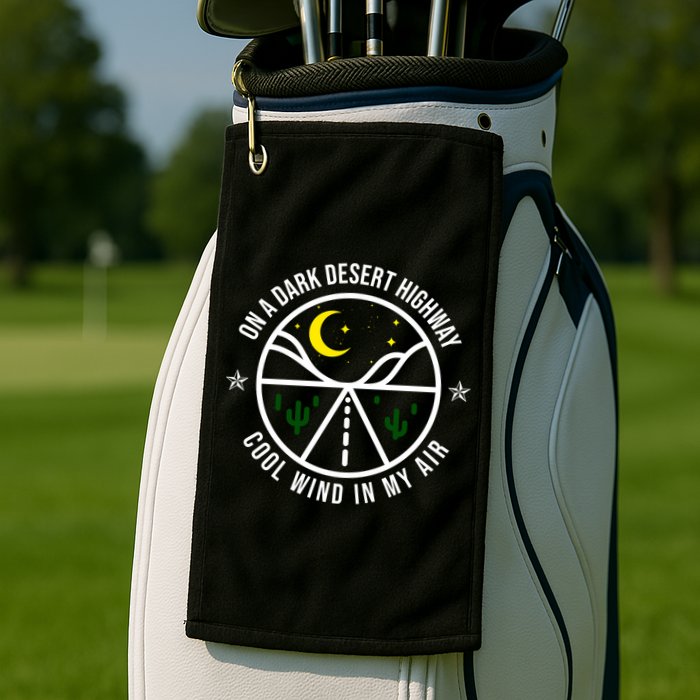 On A Dark Desert Highway Cool Wind In My Hair Adventurous Golf Towel
