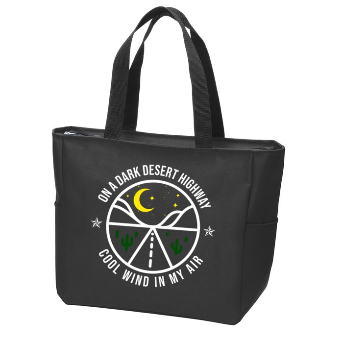 On A Dark Desert Highway Cool Wind In My Hair Adventurous Zip Tote Bag