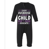 Overdose Awareness Dont Judge Educate Purple Ribbon Infant Fleece One Piece