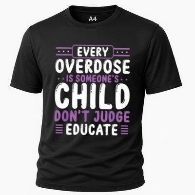 Overdose Awareness Dont Judge Educate Purple Ribbon Cooling Performance Crew T-Shirt