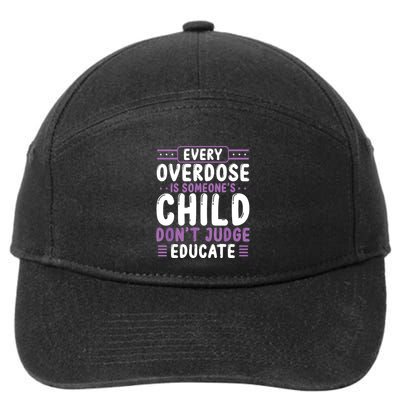 Overdose Awareness Dont Judge Educate Purple Ribbon 7-Panel Snapback Hat