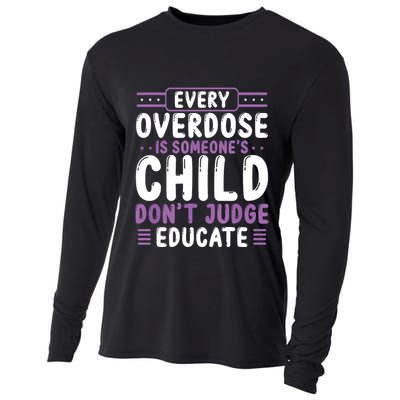 Overdose Awareness Dont Judge Educate Purple Ribbon Cooling Performance Long Sleeve Crew
