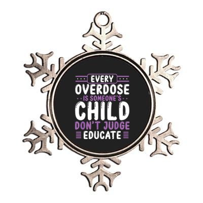 Overdose Awareness Dont Judge Educate Purple Ribbon Metallic Star Ornament