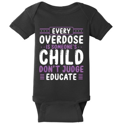 Overdose Awareness Dont Judge Educate Purple Ribbon Baby Bodysuit