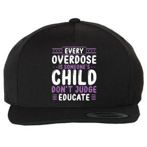 Overdose Awareness Dont Judge Educate Purple Ribbon Wool Snapback Cap