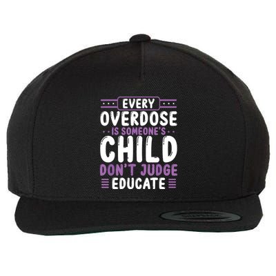 Overdose Awareness Dont Judge Educate Purple Ribbon Wool Snapback Cap