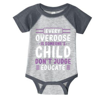 Overdose Awareness Dont Judge Educate Purple Ribbon Infant Baby Jersey Bodysuit