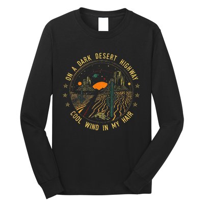 On A Dark Desert Highway Cool Wind In Retro Long Sleeve Shirt