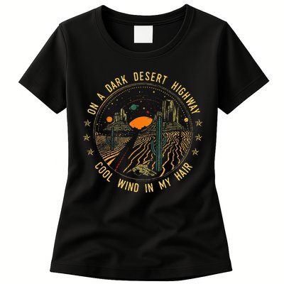 On A Dark Desert Highway Cool Wind In Retro Womens T-Shirt