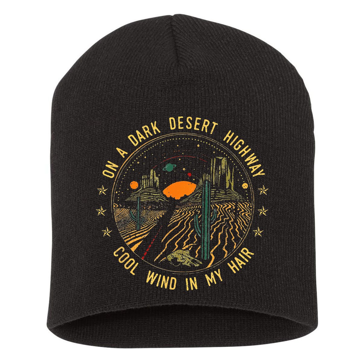 On A Dark Desert Highway Cool Wind In Retro Short Acrylic Beanie