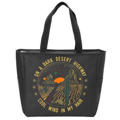 On A Dark Desert Highway Cool Wind In Retro Zip Tote Bag
