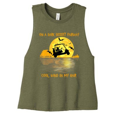 On A Dark Desert Fairway Golf Witch Cool Wind In My Hair Women's Racerback Cropped Tank