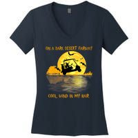 On A Dark Desert Fairway Golf Witch Cool Wind In My Hair Women's V-Neck T-Shirt