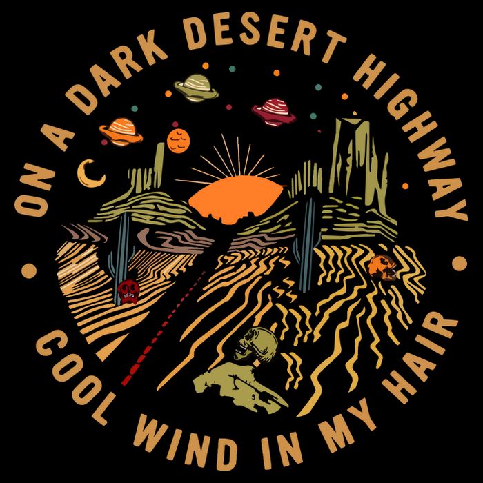 On A Dark Desert Highway Adventure Drawstring Bag
