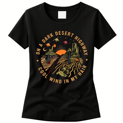 On A Dark Desert Highway Adventure Womens T-Shirt
