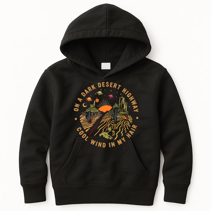 On A Dark Desert Highway Adventure Kids Hoodie